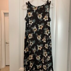 Girls Floral Black Sleeveless Dress